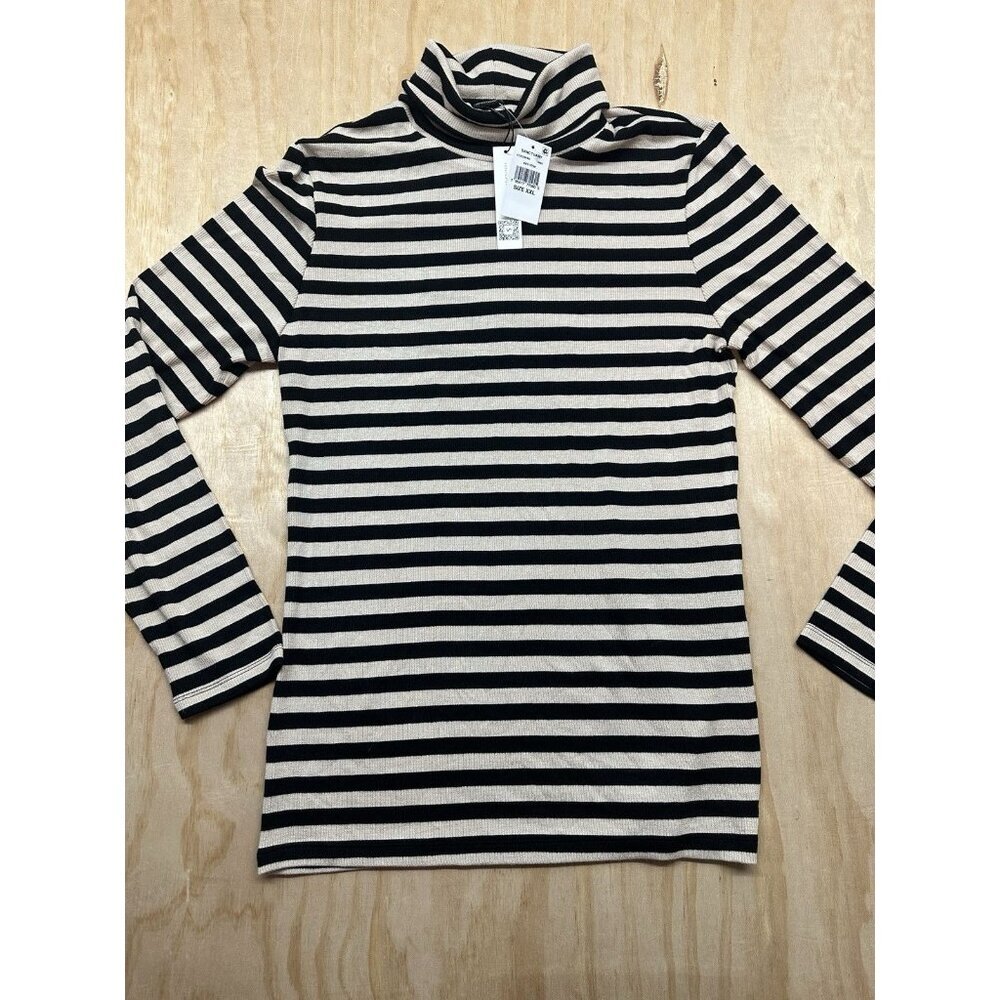 Sanctuary Turtleneck Beige Black Striped XXL Rayon Spandex Top Shirt Womens NWTs
